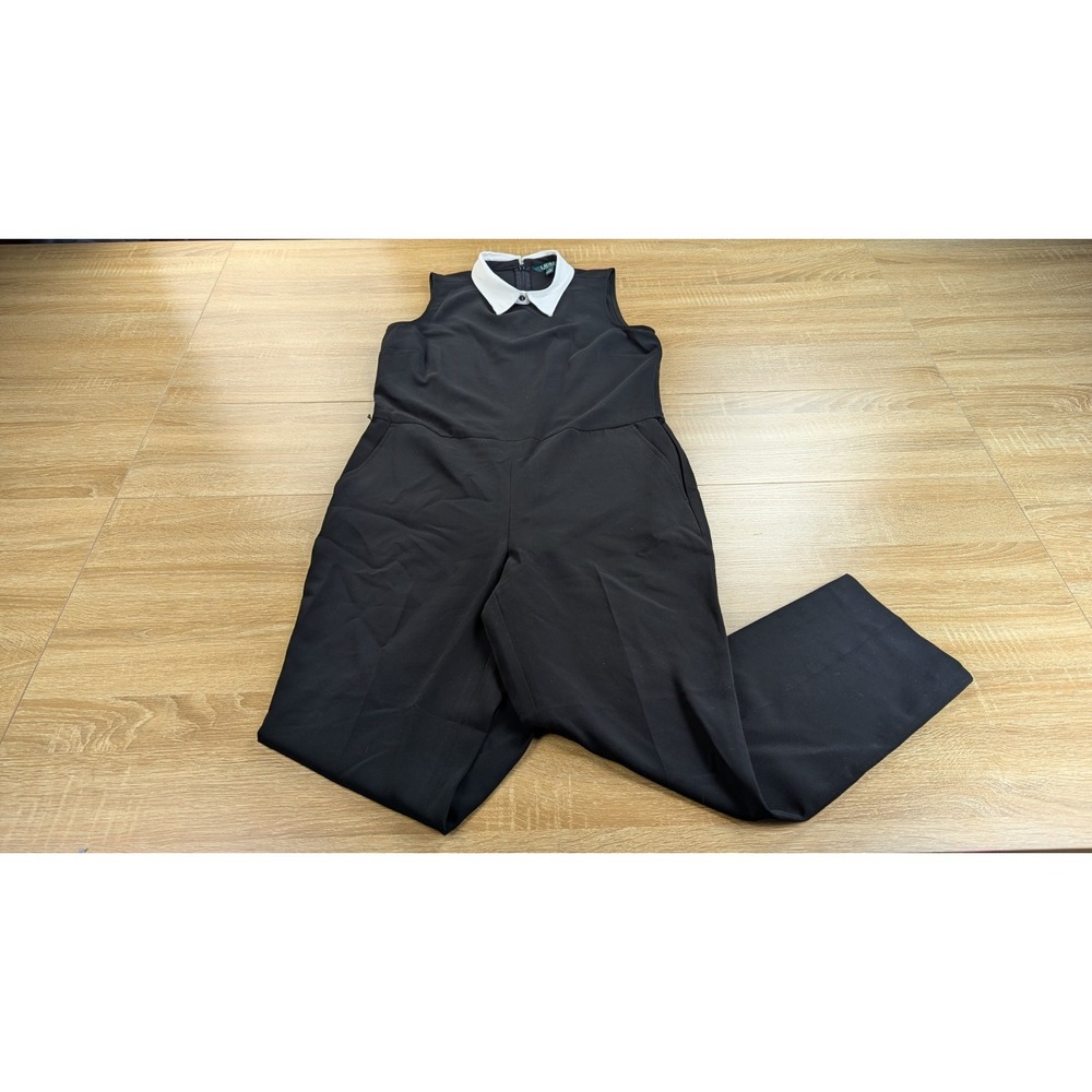 Lauren Ralph Lauren Women's Sleeveless Black Jumpsuit Size 10 Removable Collar